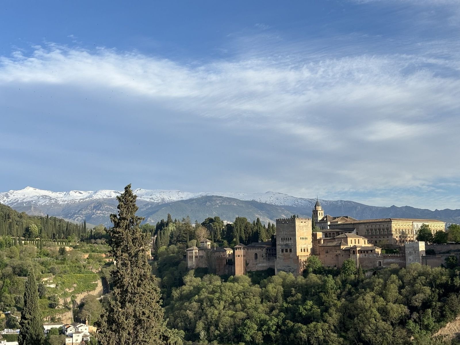 The Alhambra with the snow-capped Sierra Nevada behind