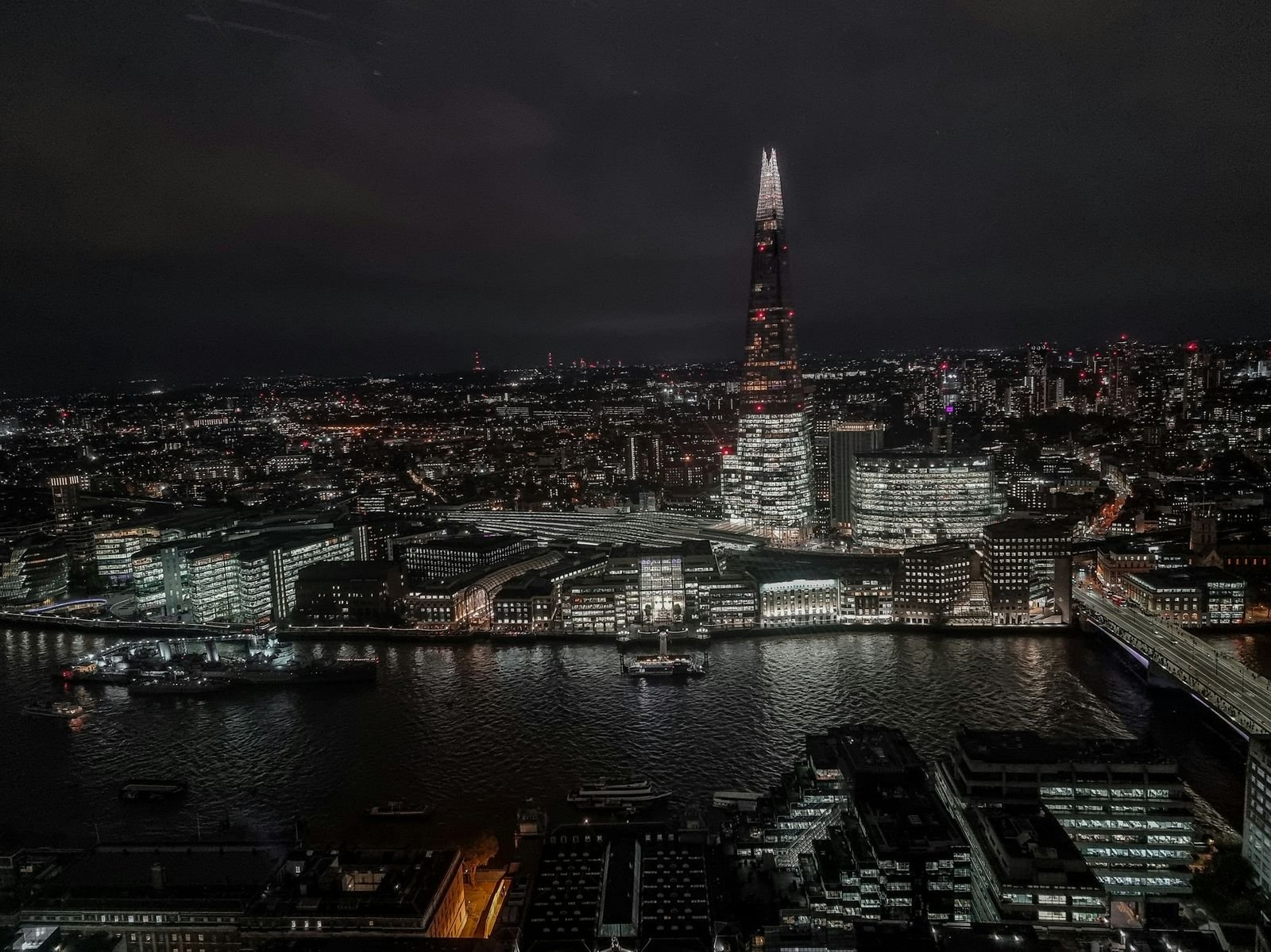 London at night along the Thames