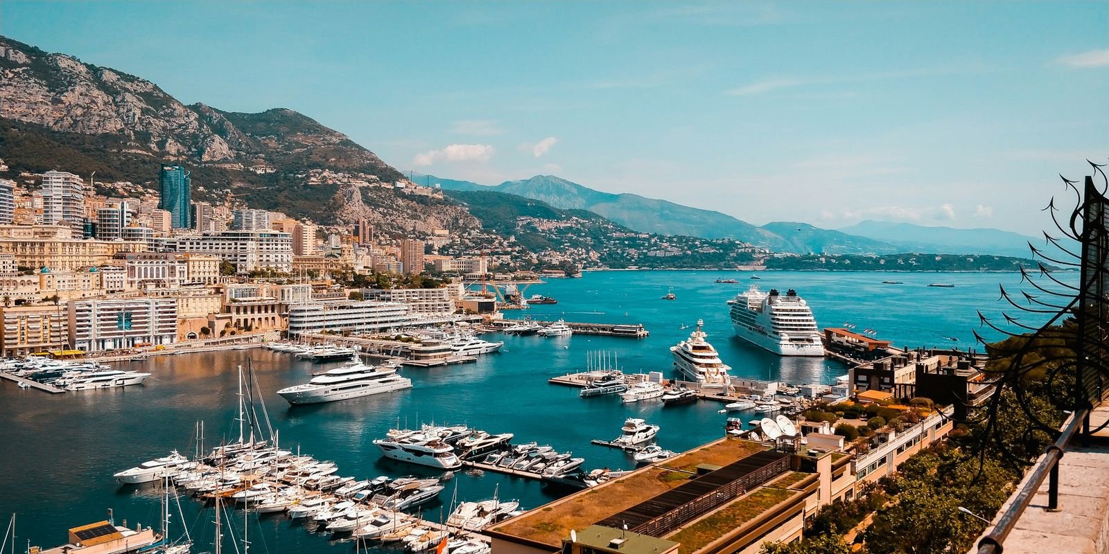 Monaco harbour and the Riviera coast