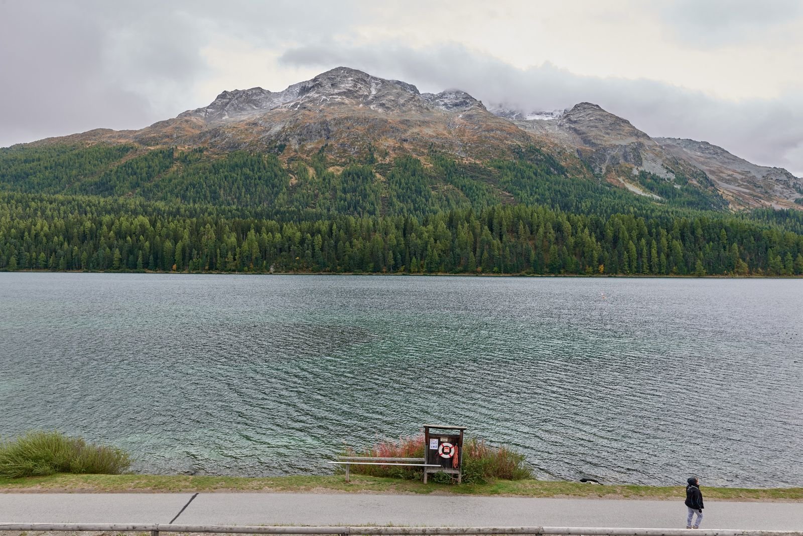 Lake St. Moritz and the Engadin mountains